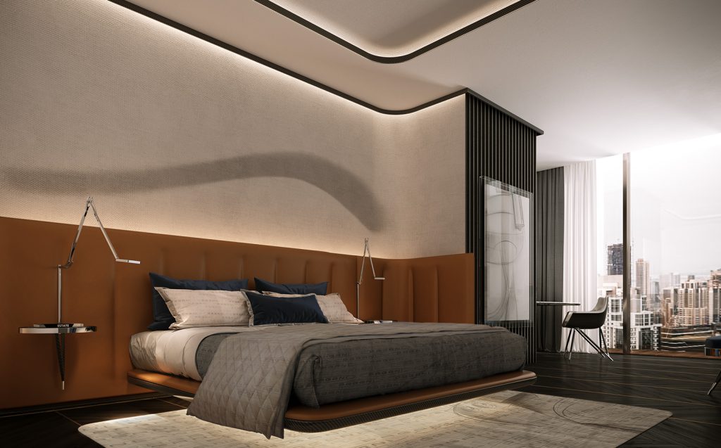  اتاق خواب برج داوینچی دبی با طراحی داخلی پاگانی